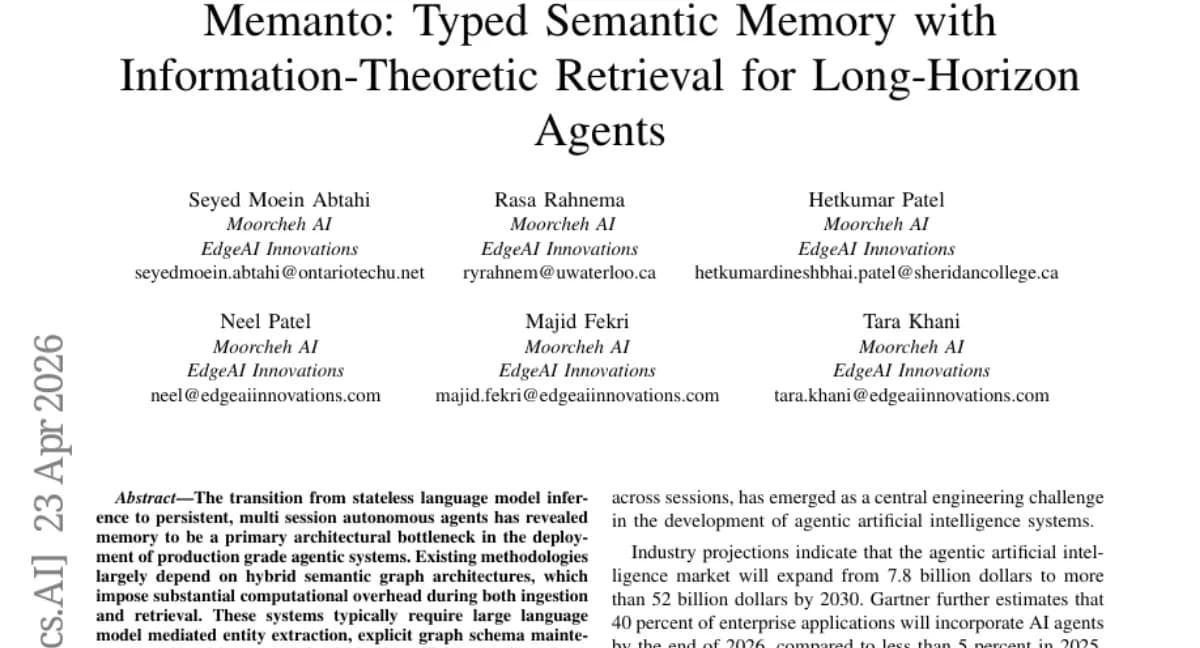 Memanto: 에이전트 메모리 레이어, LongMemEval 89.8% 달성 — 단일 쿼리, 인제스션 비용 0