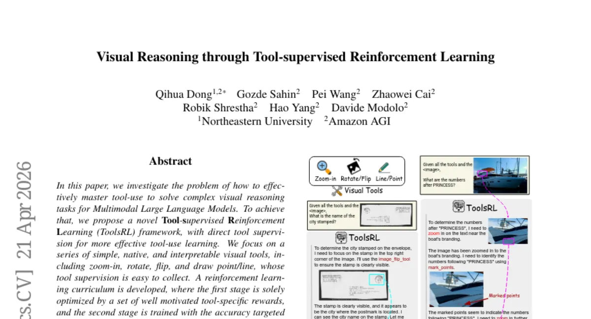 Amazon AGI: ToolsRL — 강화학습으로 시각적 추론에서 도구 사용 마스터