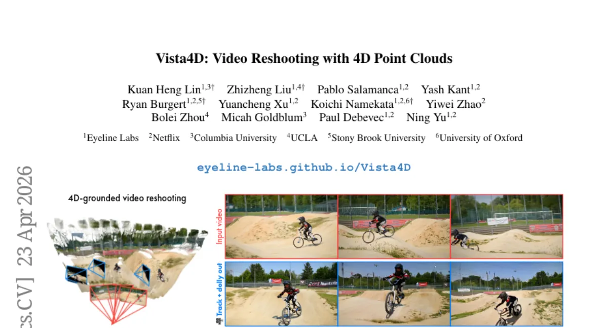 Vista4D: 4D-grounded video reshooting with improved camera control and consistency