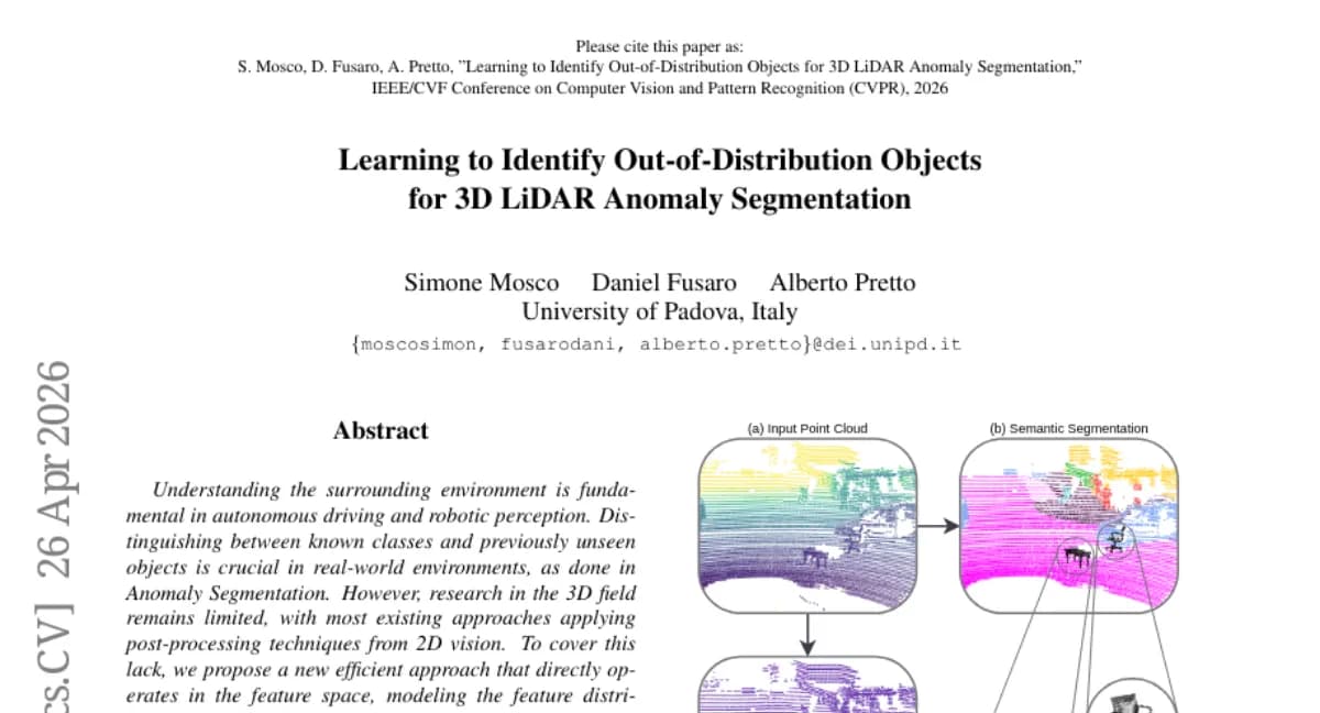 파도바 대학, 3D LiDAR 이상 탐지에서 SOTA — 특징 공간에서 분포 모델링으로 성능 개선