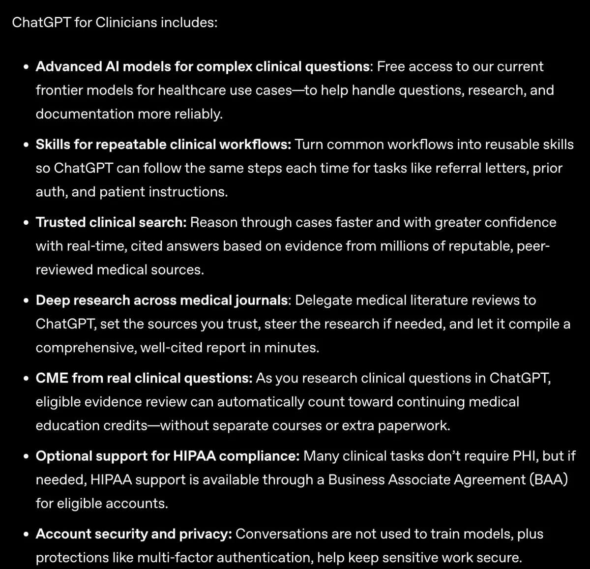 Greg Brockman 'ChatGPT for Clinicians' — 의료 특화 AI 공개