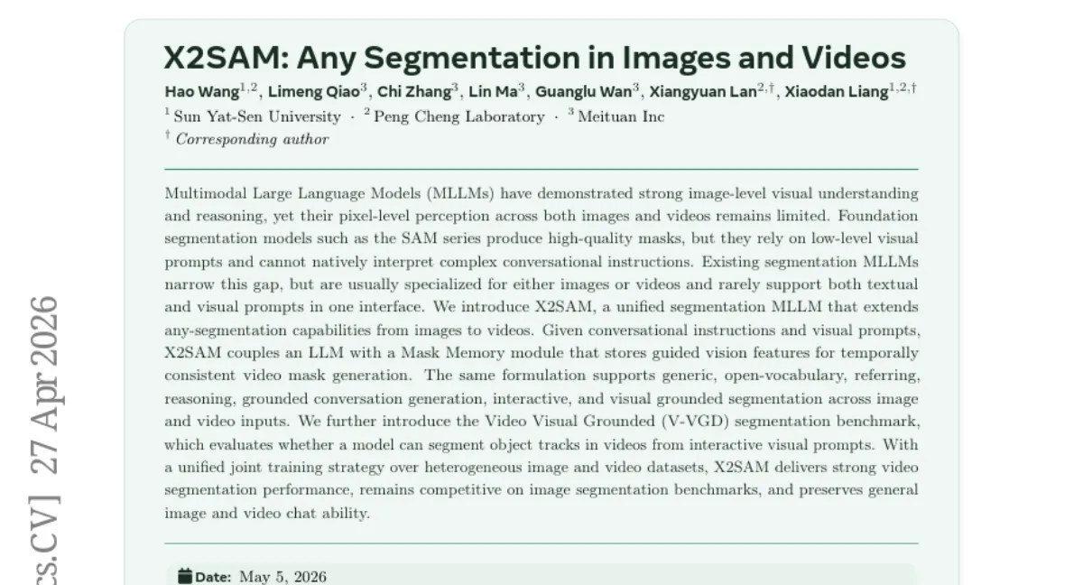 X2SAM: 이미지와 비디오를 아우르는 통합 세그멘테이션 MLLM